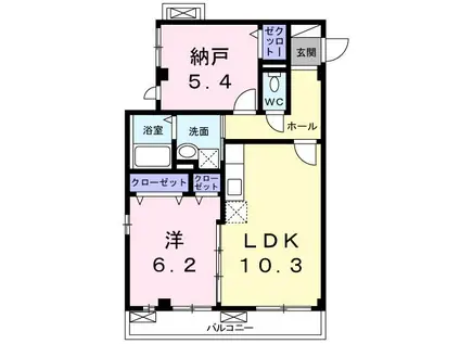 キングスコート 楠葉(1SLDK/2階)の間取り写真