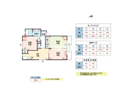 フォンテーヌ宮ノ陣III(3DK/1階)の間取り写真