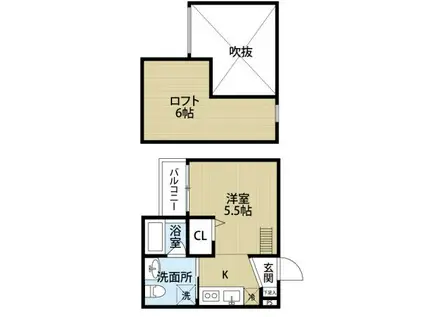CUBE(ワンルーム/2階)の間取り写真