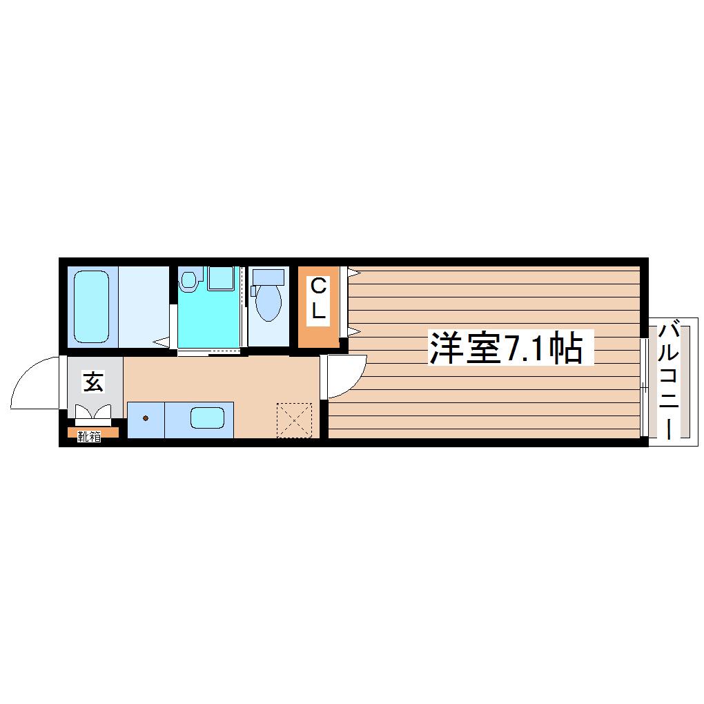 リアーレ長町南(1K/2階)の間取り写真