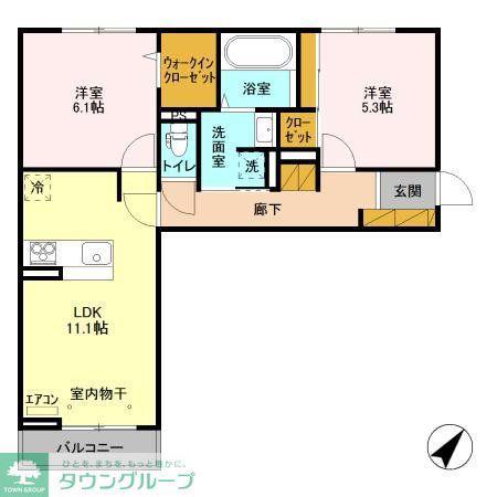 ベリーナ(2LDK/3階)の間取り写真