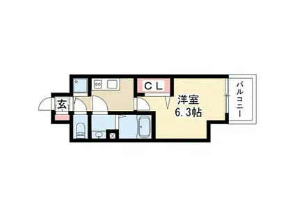 プレサンス丸の内城雅(1K/9階)の間取り写真