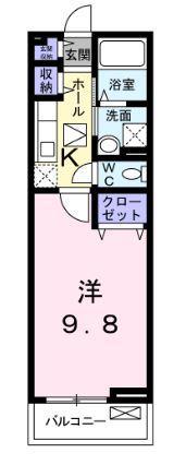 プレッソDK(1K/1階)の間取り写真