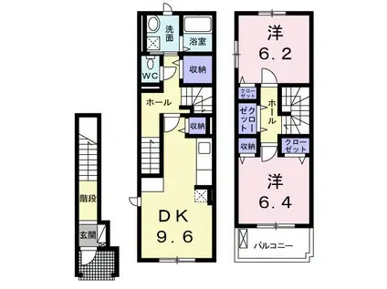 ミニヨン(2DK/2階)の間取り写真