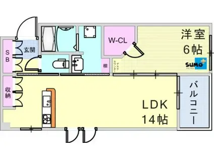 山下町CBHOUSE(1LDK/2階)の間取り写真