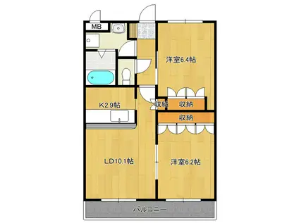 ラ・フィール(2LDK/3階)の間取り写真