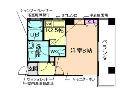 ドルチェヴィータ池田(1K/8階)の間取り写真