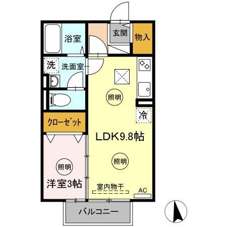 クリエガーデン(1LDK/1階)の間取り写真