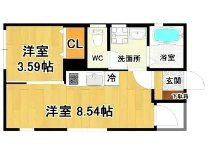 PHOENIX XA(1LDK/2階)の間取り写真