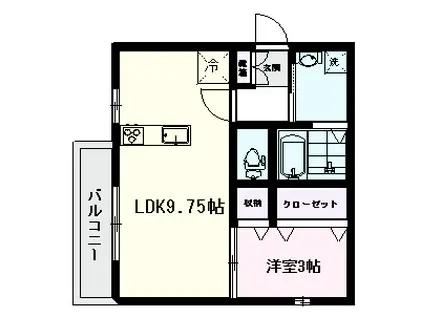 D-ROOM SUMON弁天橋(1LDK/1階)の間取り写真