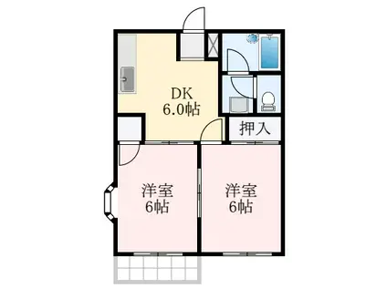 エルディムナカタ(2DK/1階)の間取り写真