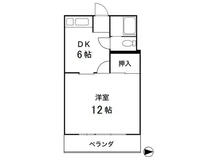 第一光美ハイツ(1DK/1階)の間取り写真