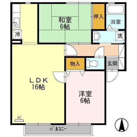 イーストウッズ(2LDK/2階)の間取り写真