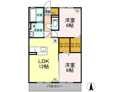 セレッソ花楯88(2LDK/3階)の間取り写真