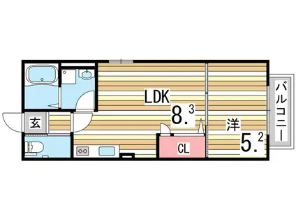 リンクス岡本(1LDK/2階)の間取り写真