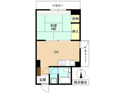 クーフナガノ(1DK/8階)の間取り写真