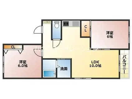 NANIWA6(2LDK/2階)の間取り写真