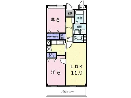 リオン・ツインズI(2LDK/1階)の間取り写真