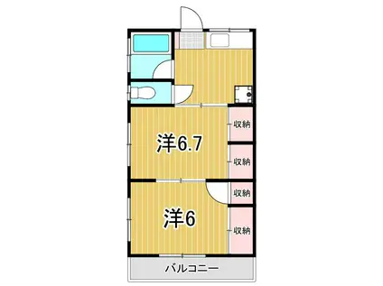 ハイツ石山(2K/2階)の間取り写真