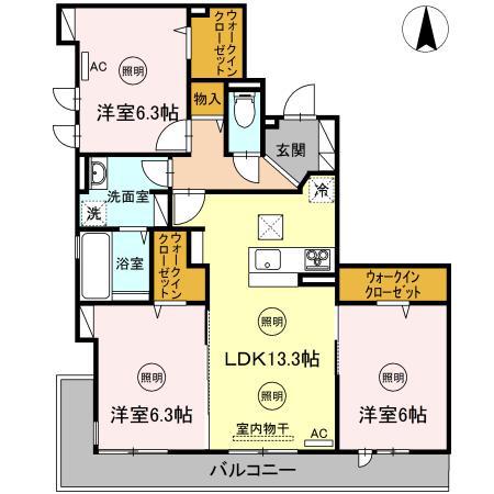 メゾン・ド・ベル伏石(3LDK/3階)の間取り写真
