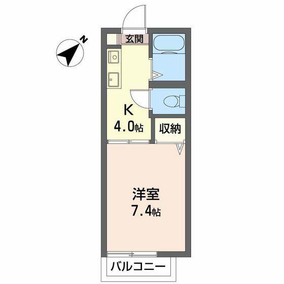アブニールS(1K/1階)の間取り写真