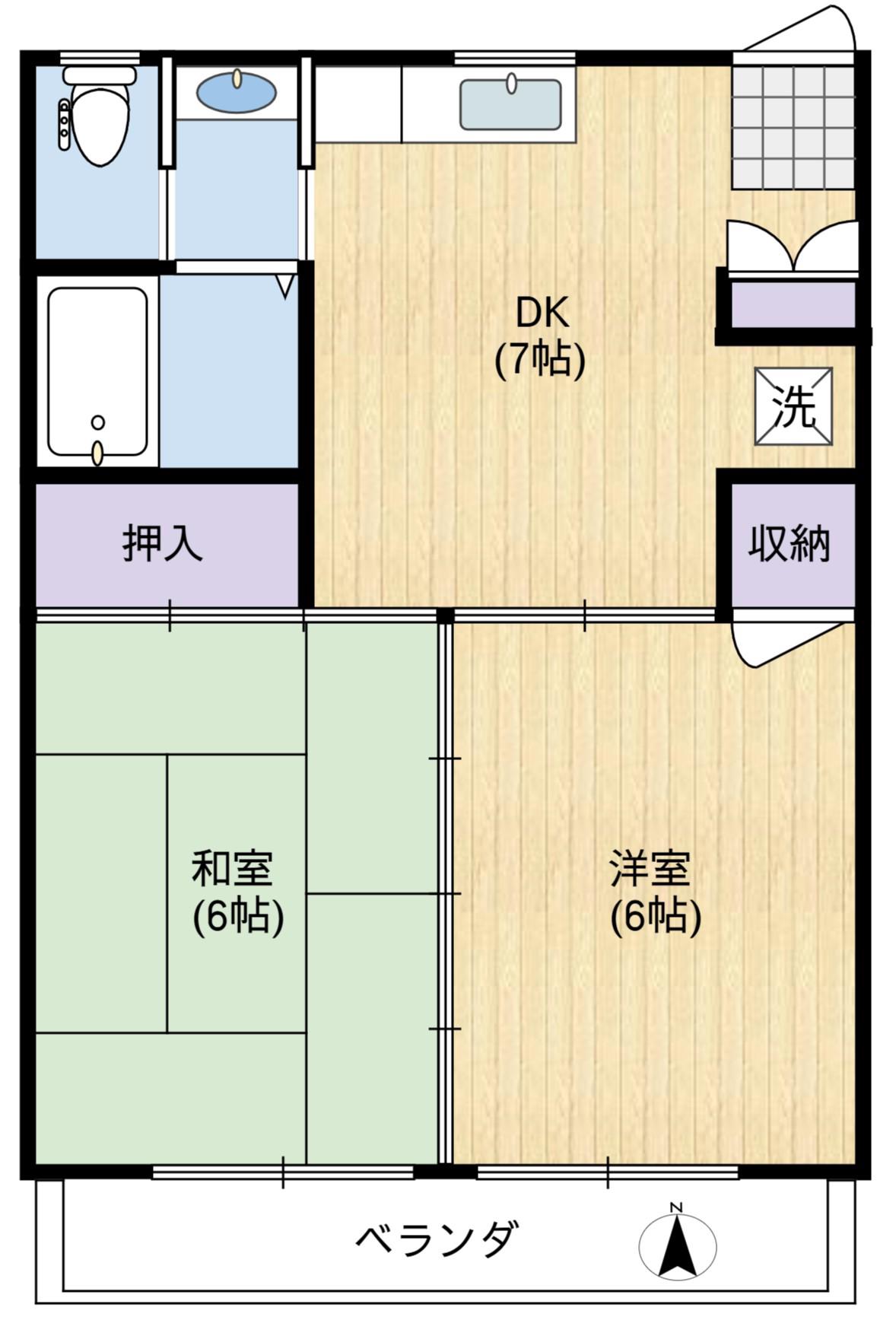 ハイム・ケイ・アイ(2DK/1階)の間取り写真
