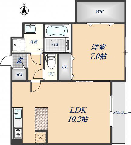 GRADITO東石切(1LDK/3階)の間取り写真