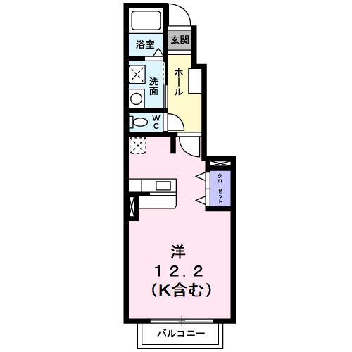ルーカスII(ワンルーム/1階)の間取り写真