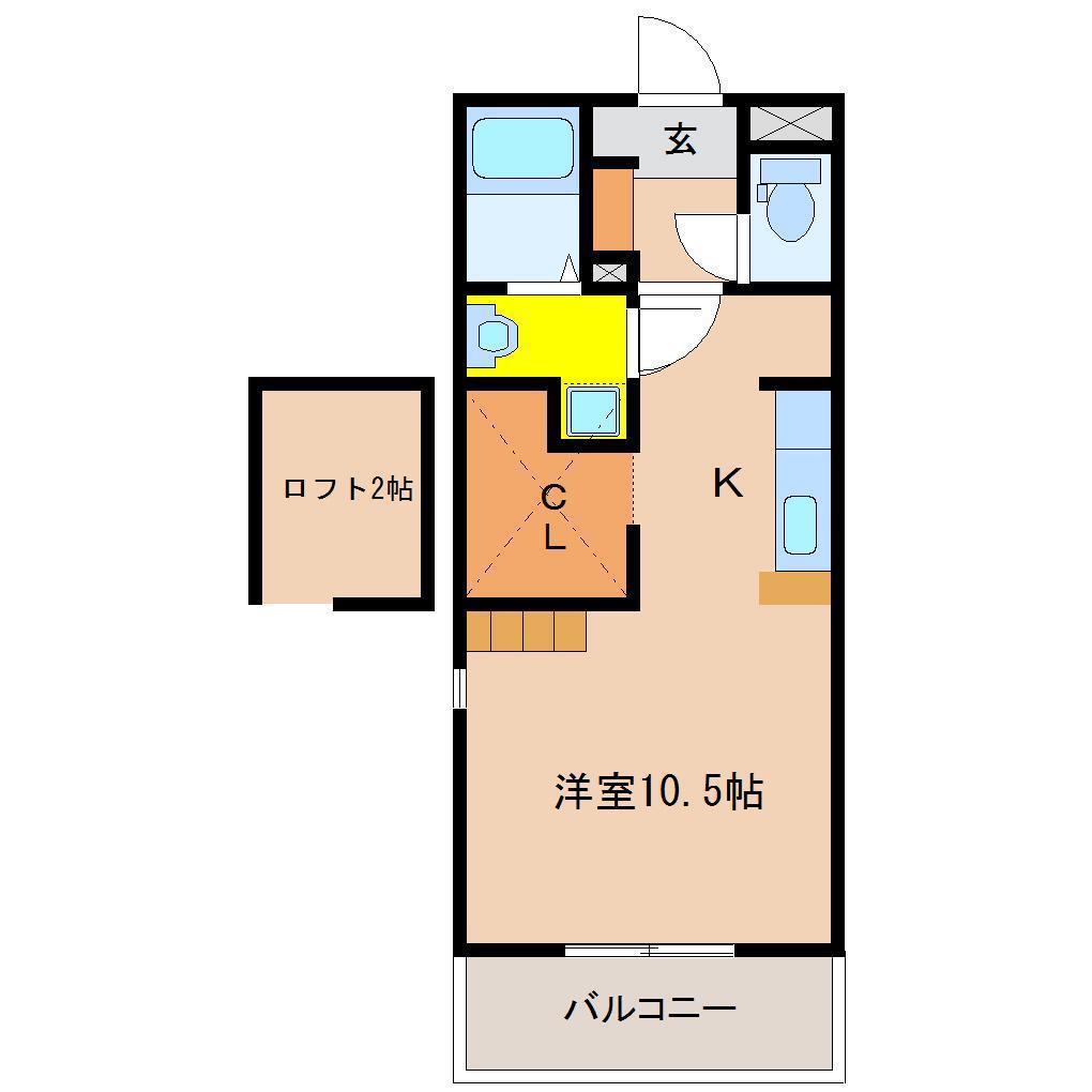 バンベールイースト(ワンルーム/5階)の間取り写真