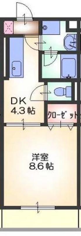 ヴィラ・ルース(1DK/2階)の間取り写真