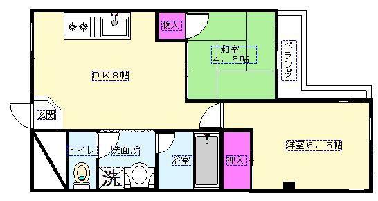 エステート(2DK/2階)の間取り写真