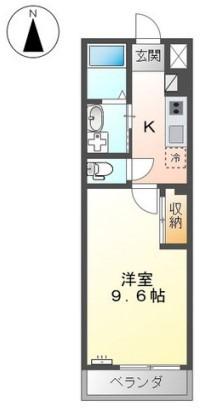 シェルル中畝(1K/2階)の間取り写真