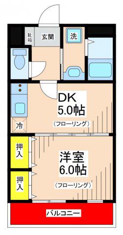 クァイエットつつじヶ丘(1DK/2階)の間取り写真