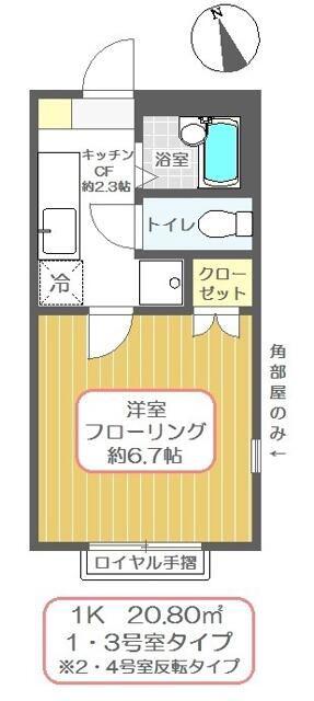 カーサバウム(1K/1階)の間取り写真