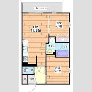 プレステージ14番館(2LDK/4階)の間取り写真