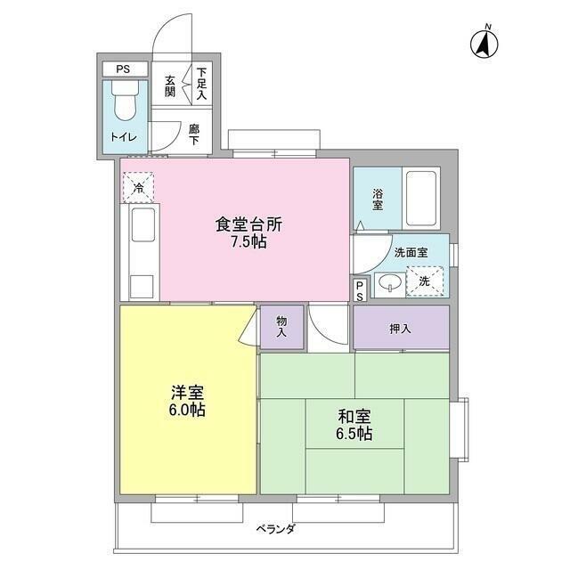 リリーベール(2DK/3階)の間取り写真
