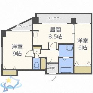 三和マンション(2DK/8階)の間取り写真