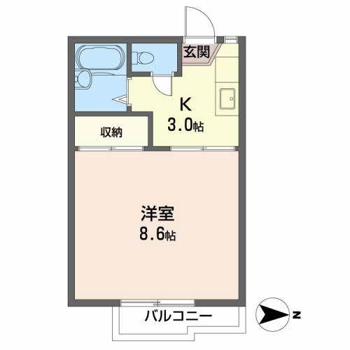 KSCOM(1K/2階)の間取り写真
