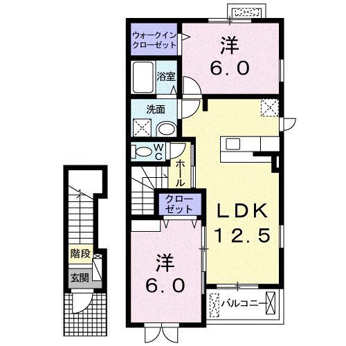 メゾン ド ルミエール II(2LDK/2階)の間取り写真