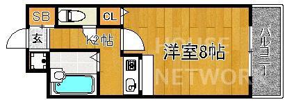 アパートメント宝ヶ池(1K/1階)の間取り写真