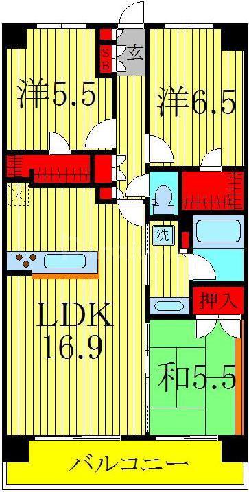 クレストフォルム柏サウスウィング(3LDK/2階)の間取り写真