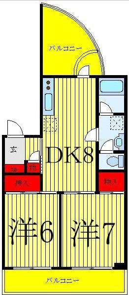 メゾン・ド・中弥II(2DK/3階)の間取り写真