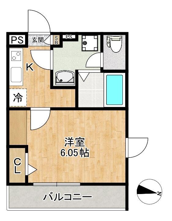 -SQUARE SORA(1K/3階)の間取り写真
