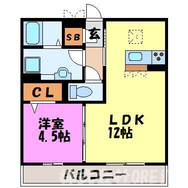 メゾンドゥ エスポワール(1LDK/1階)の間取り写真