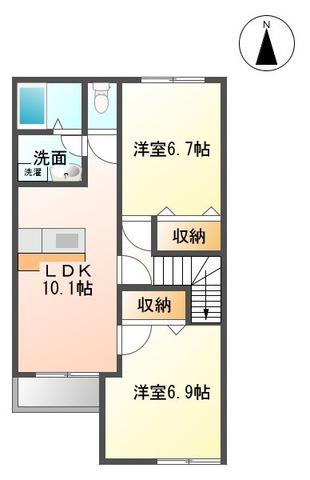 グラン・ユウI(2LDK/2階)の間取り写真