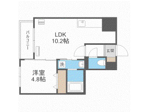 KABAYA GARDEN SAPPORO(1LDK/3階)の間取り写真