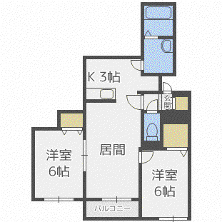 クラリス南10条(2LDK/4階)の間取り写真
