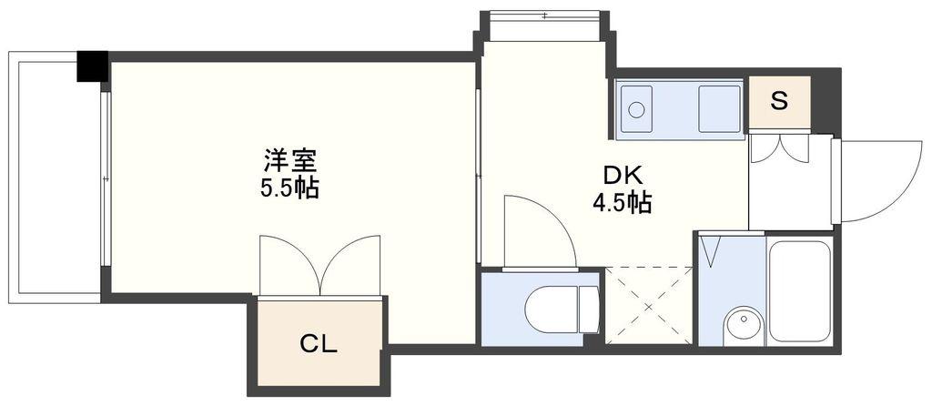 ウォーターフロント出島(1DK/9階)の間取り写真