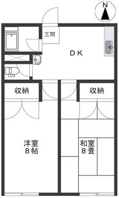 聖徳ハイム(2DK/2階)の間取り写真