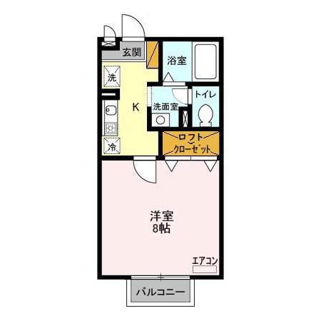 桜花荘(1K/2階)の間取り写真